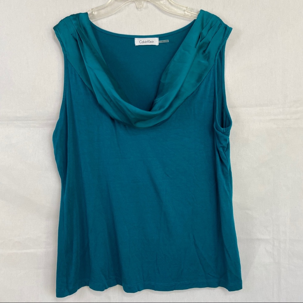 Calvin Klein Cowl Neck Blue Dress Tank Top